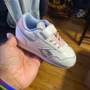 Reebok White and Pink Classic Sneakers